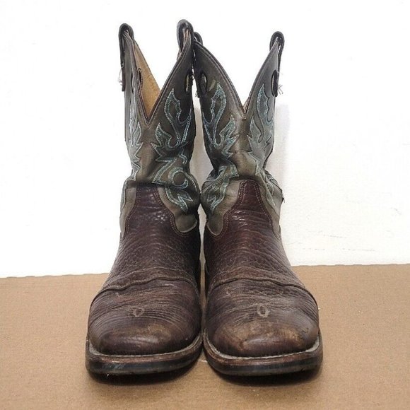 Double H Leather Square Toe Cowboy Boots Mens Size 13D Brown Gray DH3575 - Picture 2 of 13